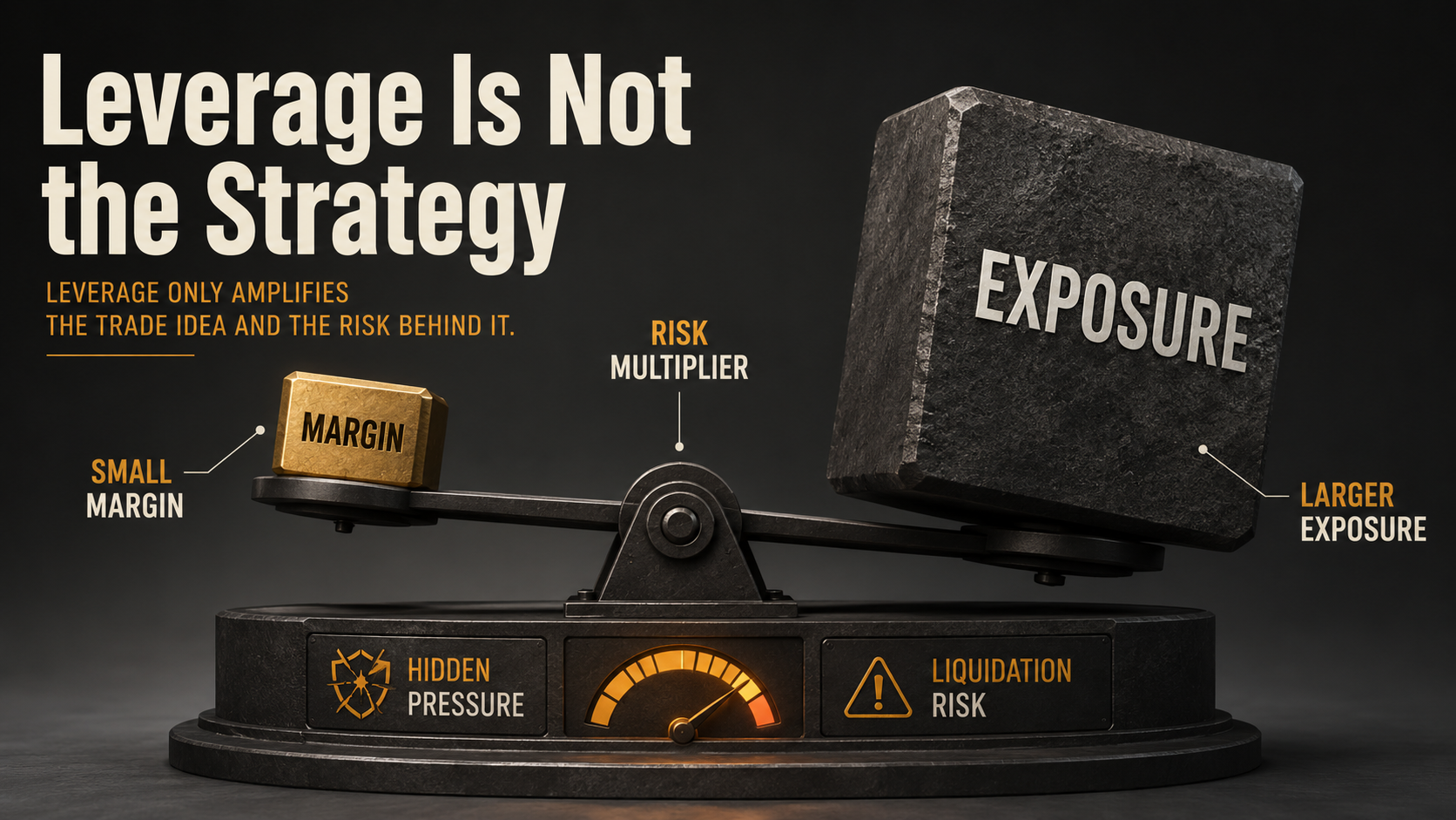 What is leverage trading crypto image showing small margin, larger exposure, and hidden liquidation risk before entry.